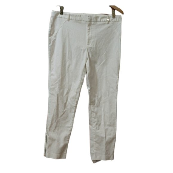 Calvin Klein White Ankle Gold Zipper Detail Pants 12 - Picture 1 of 12